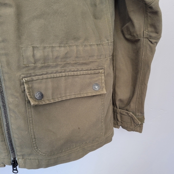 Carhartt Women's Medium Olive Green Canvas Utility Military Jacket Coat Workwear - Picture 11 of 12